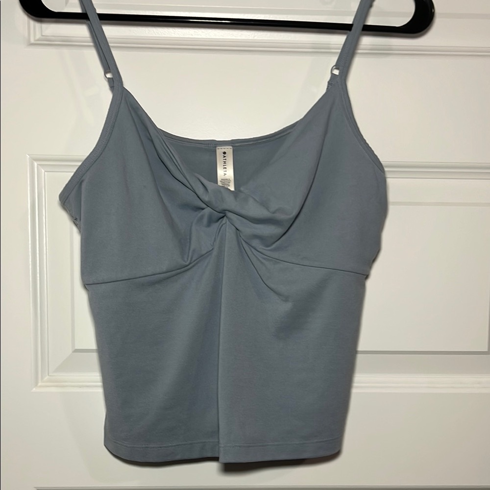 Athleta Blue Twist Front crop tank